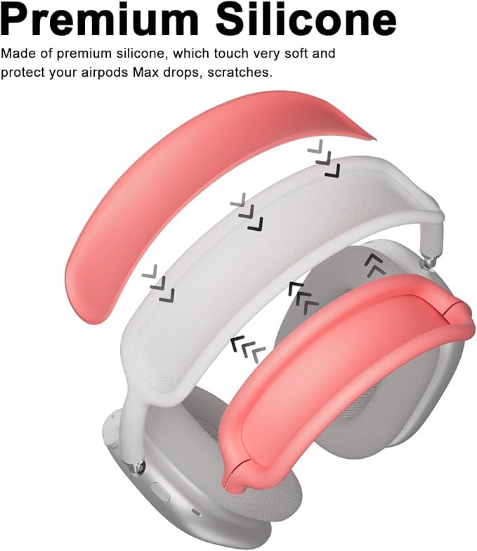 ATUAT for AirPods Max Headphones Case, Protective Silicone Case Cover Skin Accessories Anti-Scratch for Women Men for Apple AirPods Max 2024/2020 (USB-C/Lightning), Coral