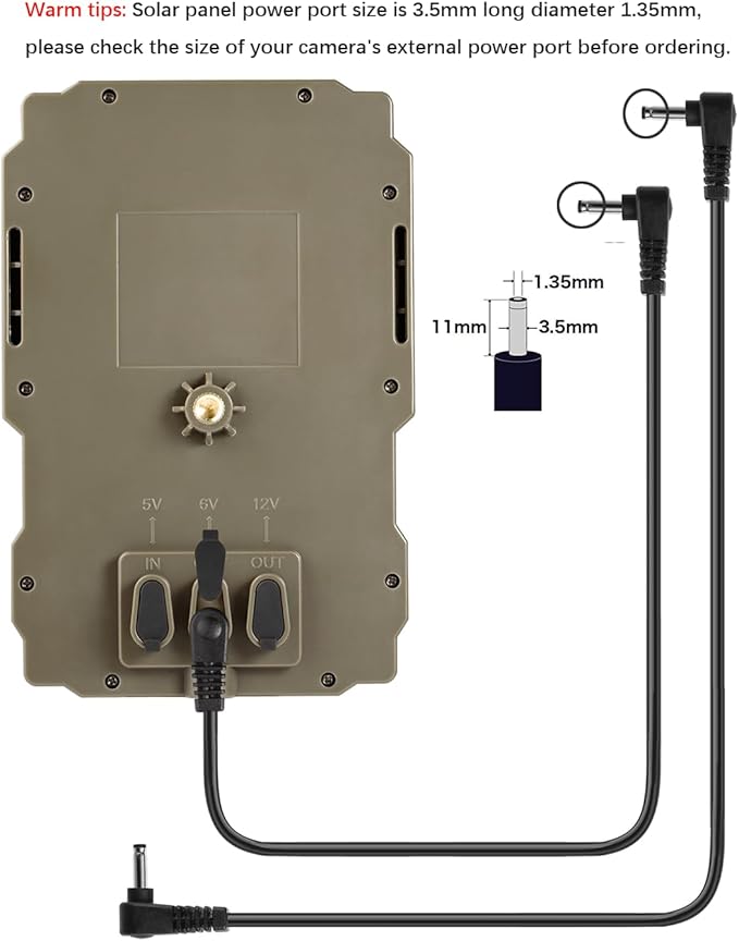 Trail Camera Solar Panel, SUNTEKCAM Solar Battery Charger Kit 12V/1A 6V/2A with Build-in 3000mAH Rechargeable Lithium Battery IP66 Waterproof Hunting Accessory