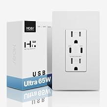 MOES 65W GaN USB-C Wall Outlet 15 Amp, PD Fast Charging, Matte White