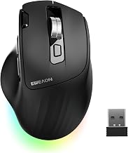 EWEADN C2 Ergonomic Mouse, Wireless Computer Mouse (BT&2.4G) for Work/Office, 5 Adjustable 4000 DPI, Quiet Clicks, RGB Light, Battery Rechargeable Comfort Grip Bluetooth Mouse for Laptop/PC/Mac, Black - Image 1