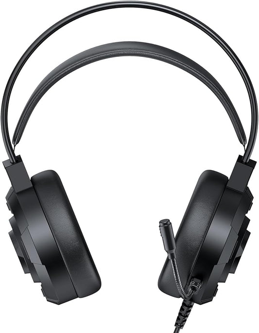 Gaming Headset with RGB Lighting USB Wired Over Ear Headphones 50mm Drivers 7.1 Surround Sound Lightweight Ergonomic Design Soft Ear Cushions for PC