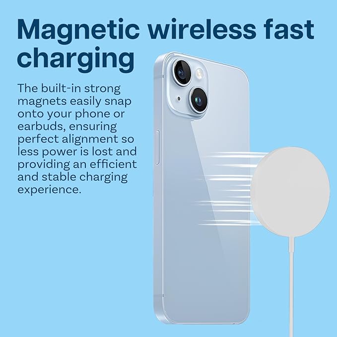 Qi2 Wireless Charger 15W – Magnetic Fast Charging Pad for iPhone, Samsung & AirPods
