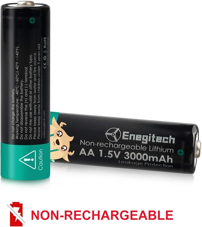 Enegitech AA Lithium Batteries, 3000mAh 1.5V Double A Battery 10 Year Shelf Life 16 Pack for Blink Camera Flashlight Solar Light Remote Control Weather Station Toy Upgraded Version(Don’t Recharge)