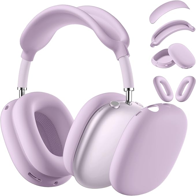 Silicone Case Cover for AirPods Max Headphone, Ear Pad Case Cover/Ear Cups Cover/Headband Cover for AirPod Max, Silicone Apple AirPods Max 2024/2020 Accessories, Purple