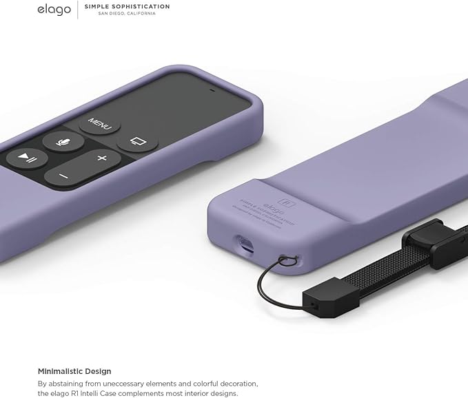 elago R1 Intelli Case [Lavender Grey]-[Magnet Technology][Anti-Slip][Lanyard Included][Heavy Shock Absorption] Compatible with Apple TV Siri Remote 1st Generation
