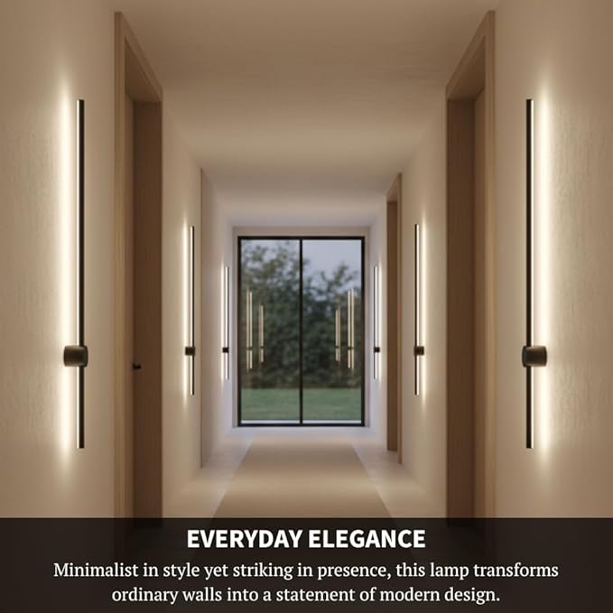 Method Lights LED Strip Wall Light, 47" Modern Indoor Wall Lamp with 350° Rotation, Surface or Recessed Mount, Sleek Minimalist Lighting for Bedroom, Living Room, Hallway, Gold