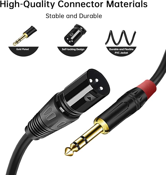 (2PACK/6.6FT) XLR to 1/4 TRS Stereo Adapter,XLR Male to 1/4 Inch (6.35mm) Balanced Microphone Stereo Audio Converter AdapterCable