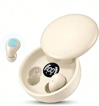 Invisible Sleep Earbuds, Mini Wireless Bluetooth Earbuds for Side Sleepers, Ultra-Light Ergonomic Design, Smart Touch Control, Auto Pairing, IPX5 Waterproof, Deep Bass Stereo Headphones（Skin）