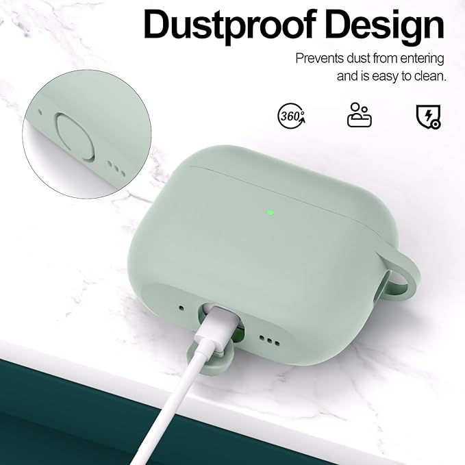 ATUAT for AirPods Pro 3 Case Cover with Cleaner, Protective Soft Silicone Skin with Keychain for Women Men for Apple AirPods Pro 3rd Generation Case(2025), Front LED Visible, Fog