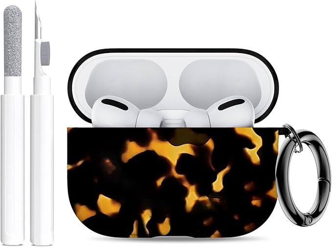 for AirPods Pro 3 Case (2025) with Cleaner Kit, Cute Soft Silicone Cover Compatible AirPods Pro 3rd Genera case with Keychain for Women Men with Keychain for Airpod Pro case(2025) Brown Black Marble