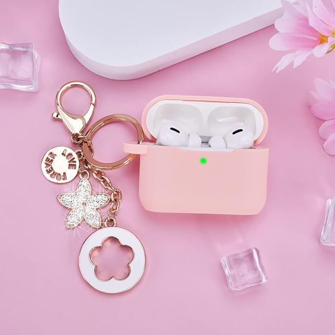 Case for Airpods Pro 1st 2nd Generation - VISOOM Airpods Pro 1/2 Cases Cover Women Silicone iPod Pro 2 Earbuds Wireless Charging Case Girl Bling Keychain for Apple Airpod Gen Pro 2