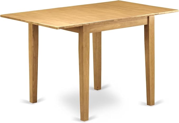 East West Furniture 1NDAB3-OAK-04 3 Piece Kitchen Table Set Contains a Rectangle Dining Table with Dropleaf and 2 Light Tan Linen Fabric Parson Dining Room Chairs, 30x48 Inch, Oak