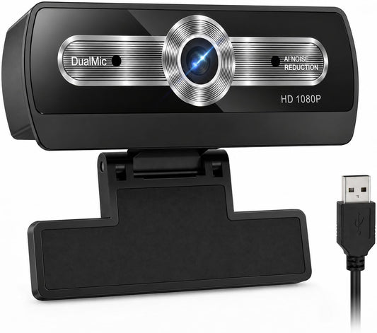 1080P Webcam with Microphone, USB Computer Camera for PC Full HD Web Cam for Desktop Computer Auto Light Adjustment Streaming Camera Plug and Play Noise Cancelling Webcam for Windows & Mac