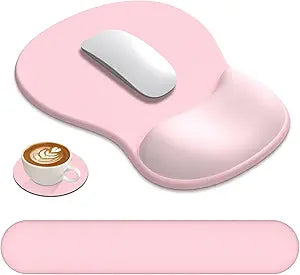 AKIT Ergonomic Mouse Pad and Keyboard Wrist Rest Set,Memory Foam,Pink