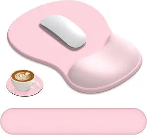 AKIT Ergonomic Mouse Pad and Keyboard Wrist Rest Set,Memory Foam,Pink