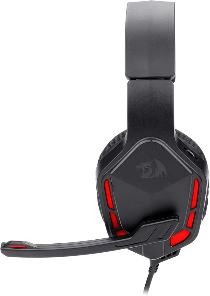 Redragon H220 Themis Wired Gaming Headset, Stereo Surround-Sound, Noise Cancelling Over-Ear Headphones with Mic, Volume Control, Red LED Light, Compatible with PC, PS4/3, Xbox One and Nintendo Switch