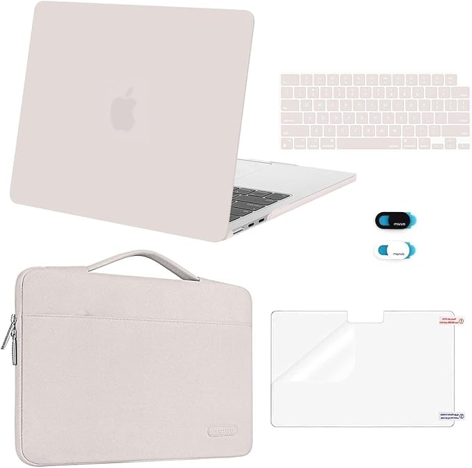 MOSISO Compatible with MacBook Air 13 inch Case M5 2026 M4 2025 M3 M2 2024-2022 A3449 A3240 A3113 A2681,Hard Shell&Sleeve Bag&Keyboard Skin&Webcam Cover&ScreenFilm for MacBook Air 13.6, Stone Gray