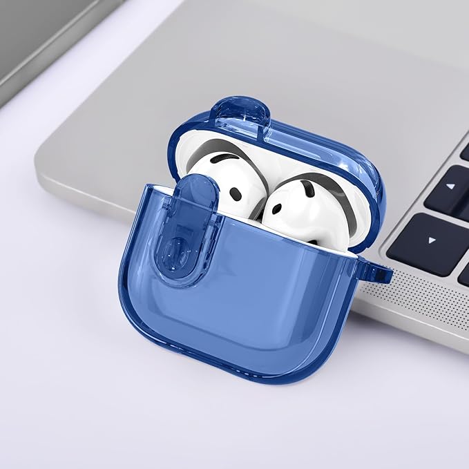 (with Safety Lock) VISOOM 2025 Clear Cases for Airpods iPods 4 Case Cover Women, Bling Airpod iPod 4 Case Soft 4th Gen Air Pods iPods Cases with Keychain for Apple Headphones Airpods4 Generation-Blue