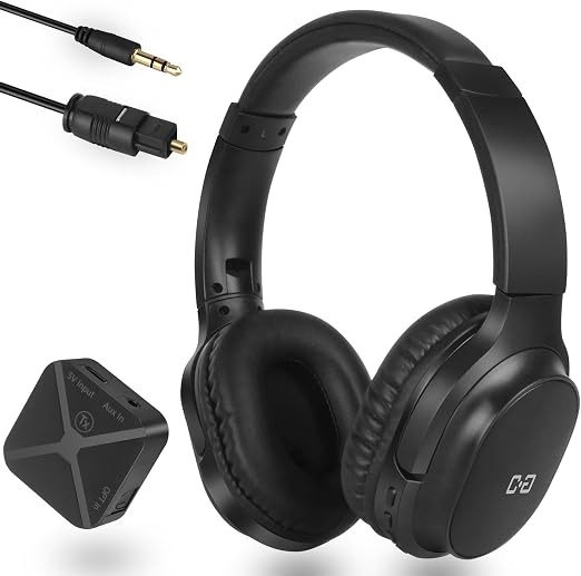 Wireless Headphones for TV, with 2.4G Transmitter, Optical & 3.5mm Input