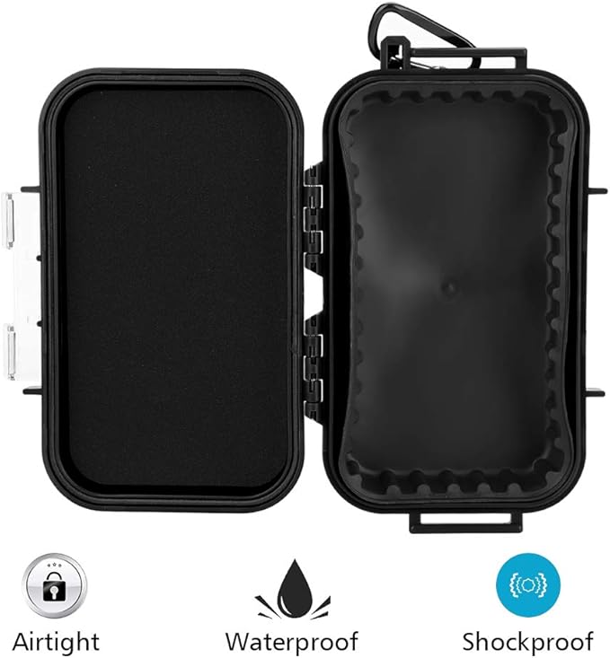 Small Waterproof Boxes of Plastic Case Shockproof Airtight Container Case Portable Airtight Carry Box Black Dry