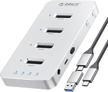 ORICO M.2 NVMe SSD Clone Enclosure, 4 Bay Aluminum Hard Drive Docking Station, 40Gbps USB 4.0 External SSD Enclosure, Offline Clone Dock for 2230/2242/2260/2280/22110 M.2 SSD (M440-C)