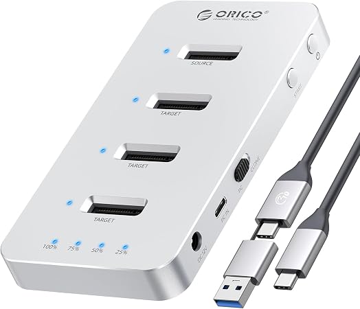 ORICO M.2 NVMe SSD Clone Enclosure, 4 Bay Aluminum Hard Drive Docking Station, 40Gbps USB 4.0 External SSD Enclosure, Offline Clone Dock for 2230/2242/2260/2280/22110 M.2 SSD (M440-C)