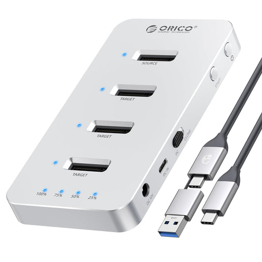 ORICO M.2 NVMe SSD Clone Enclosure, 4 Bay Aluminum Hard Drive Docking Station, 40Gbps USB 4.0 External SSD Enclosure, Offline Clone Dock for 2230/2242/2260/2280/22110 M.2 SSD (M440-C)