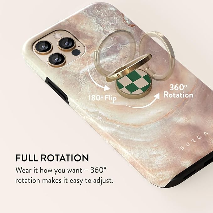 BURGA Cell Phone Ring, Holder Grip and Stand - Finger Phone Grip for Back of Smartphone Case, Kickstand 360 Rotation, Universal Ring for iPhone Samsung Galaxy Huawei Google Pixel, Stylish Accessories