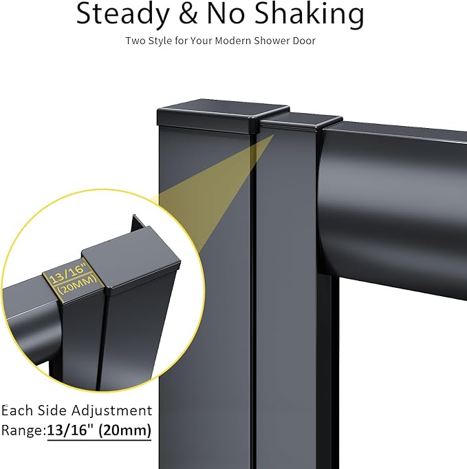 SUNNY SHOWER Corner Shower Door 34 in.D x 34 in. W x 72 in. H Opening Sliding Shower Enclosure 1/4 inch inch Tempered Glass Framed Sliding Shower Stalls in Black Double Sliding Shower Door