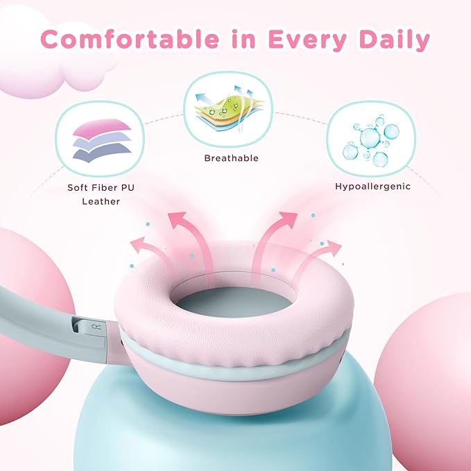 weneed Kids Headphones Wired with Microphone, Over Ear 85/94dB Volume Limited Headphones with Share Port, Stereo Sound Foldable Headset for Teens/Boys/Girls
