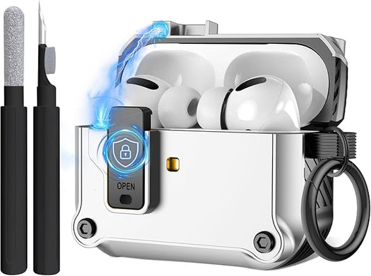 Maxjoy for Airpods Pro 3 Generation Case(2025), Secure Lock Clip Full Body Shockproof Hard Shell Protective Apple for Airpods Pro 3 Case Cover with Keychain Cleaner Kit for Men Women, White