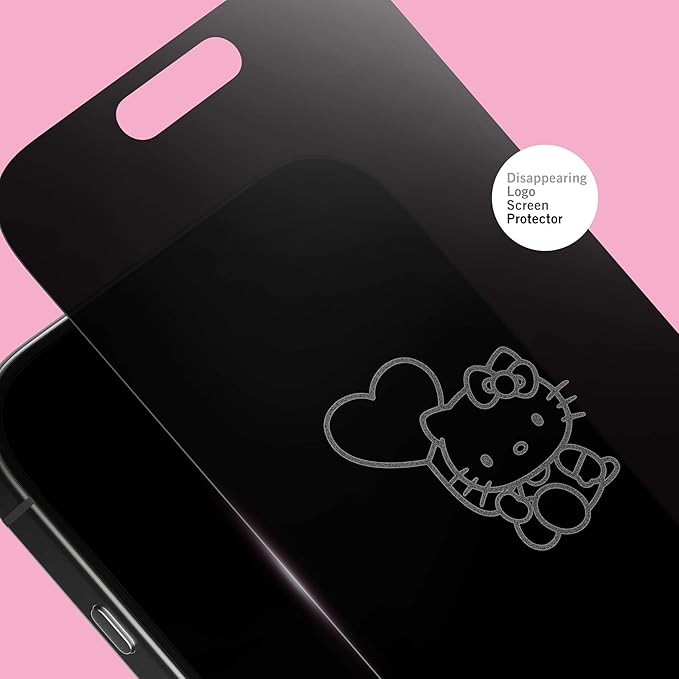 Hello Kitty Balloon Privacy Screen Protector for iPhone 15,16, and 15 Pro- with Disappearing Logo - Scratch-Resistant and Easy-to-Install Screen Protectors (Includes Installation Tray)