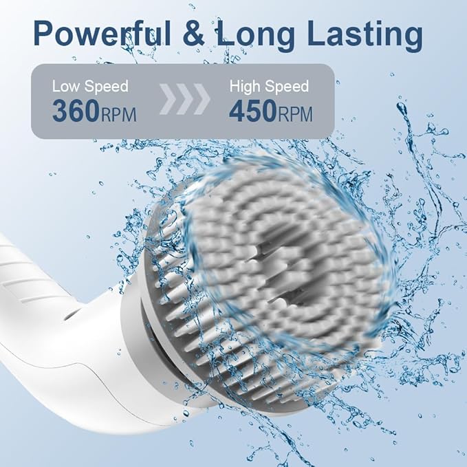 9-in-1 Multi-Purpose Electric Spin Scrubber for Cleaning, 2 Speed Long Handle Shower Scrubber, Replaceable Cleaner Brush Heads for Floors, Windows, Bathtub, Grout, Tiles, Sink, Car, Bathroom