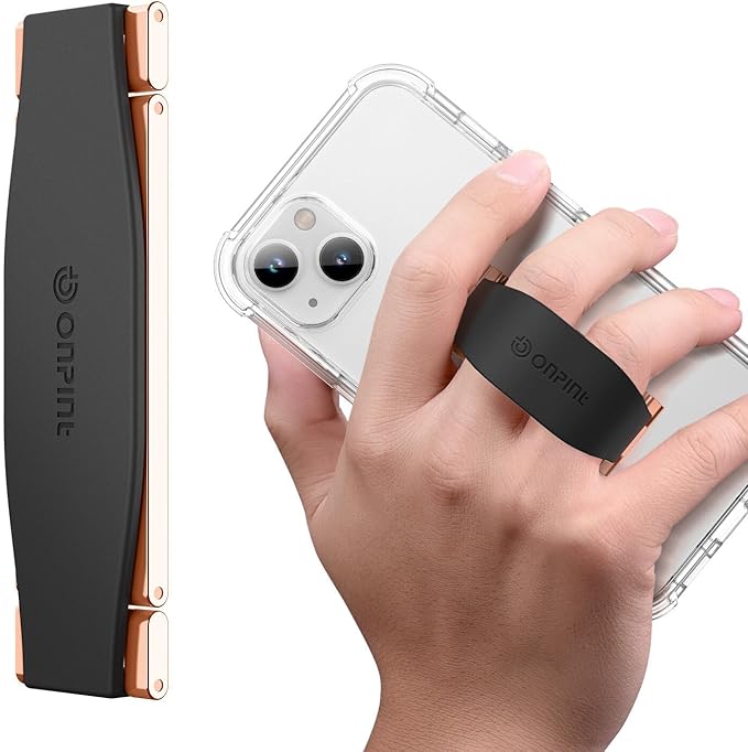 Phone Grip Finger Ring Holder 3.23 Inch, Phone Slim Finger Ring Holder Kickstand 2 in 1, Compatible with iPhone Samsung and Most Smartphones, Black