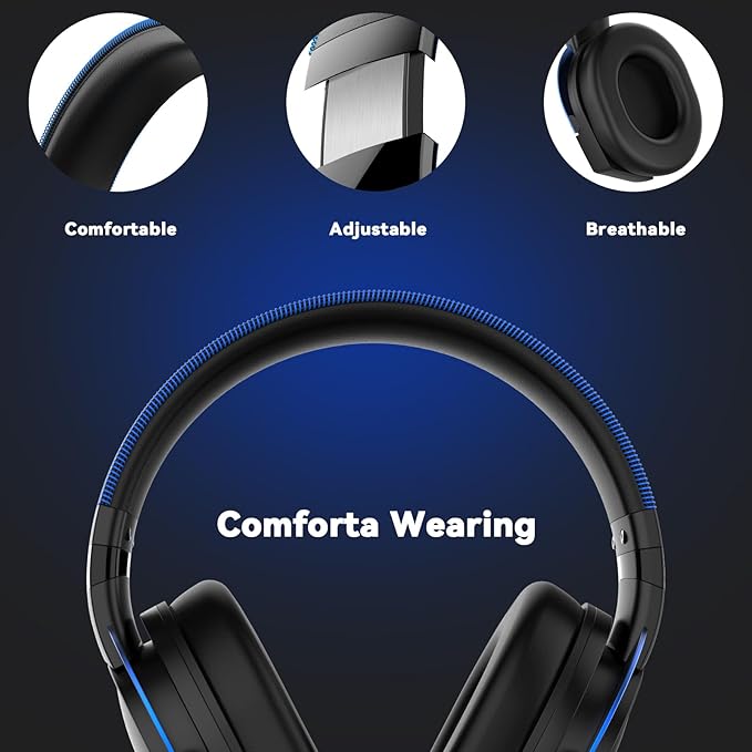 A88 Gaming Headset with Microphone, Stereo Wired Noise Cancelling Over-Ear Headphones with Mic for Pc, Ps5, Xbox One Series X/s, Ps4, Computer, Laptop, Mac, Nintendo, Gamer (Blue)