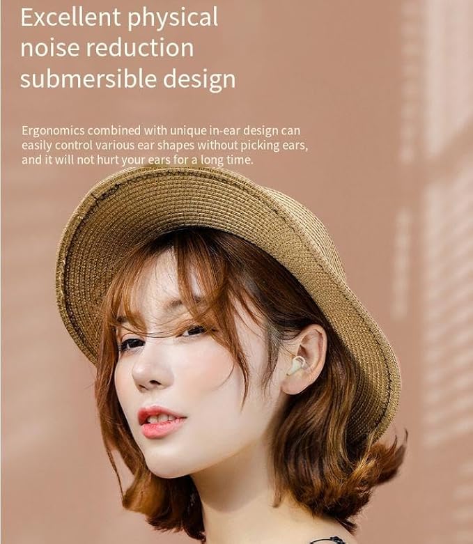 Invisible Wireless Bluetooth Sleep Earbuds for Side Sleepers,Smallest Invisible Sleep Headphones,Comfortable Noise Blocking Wireless Headphones for Small Ears Sleeping,Working,Hiking, Beige