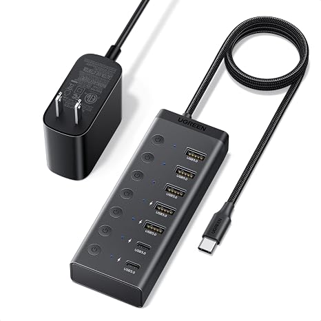 UGREEN 7-in-1 Powered USB C 3.0 Hub, 7 Ports, 5xUSB-A and 2xUSB-C, 5Gbps