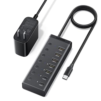 UGREEN 7-in-1 Powered USB C 3.0 Hub, 7 Ports, 5xUSB-A and 2xUSB-C, 5Gbps