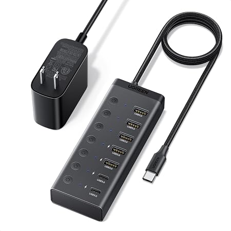 UGREEN 7-in-1 Powered USB C 3.0 Hub, 7 Ports, 5xUSB-A and 2xUSB-C, 5Gbps