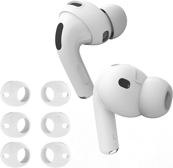 [Fit in Case] 3 Pairs Cover for AirPods Pro 3 DamonLight Anti Scratches Add Grip Sport Ear Tips [US Patent Registered] Compatible with AirPods Pro 3rd Generation 2025 (White)
