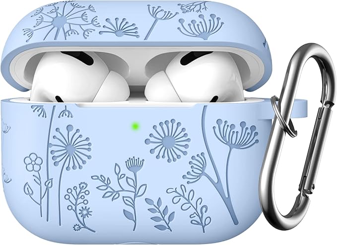 Lerobo Flower Engraved Case for AirPods Pro 2 Case Cover, Cute Soft Silicone Skin Cover Full Protective Case Compatible with Apple AirPods Pro Case 2nd 1st Generation USB C 2023/2022 Front LED Visible