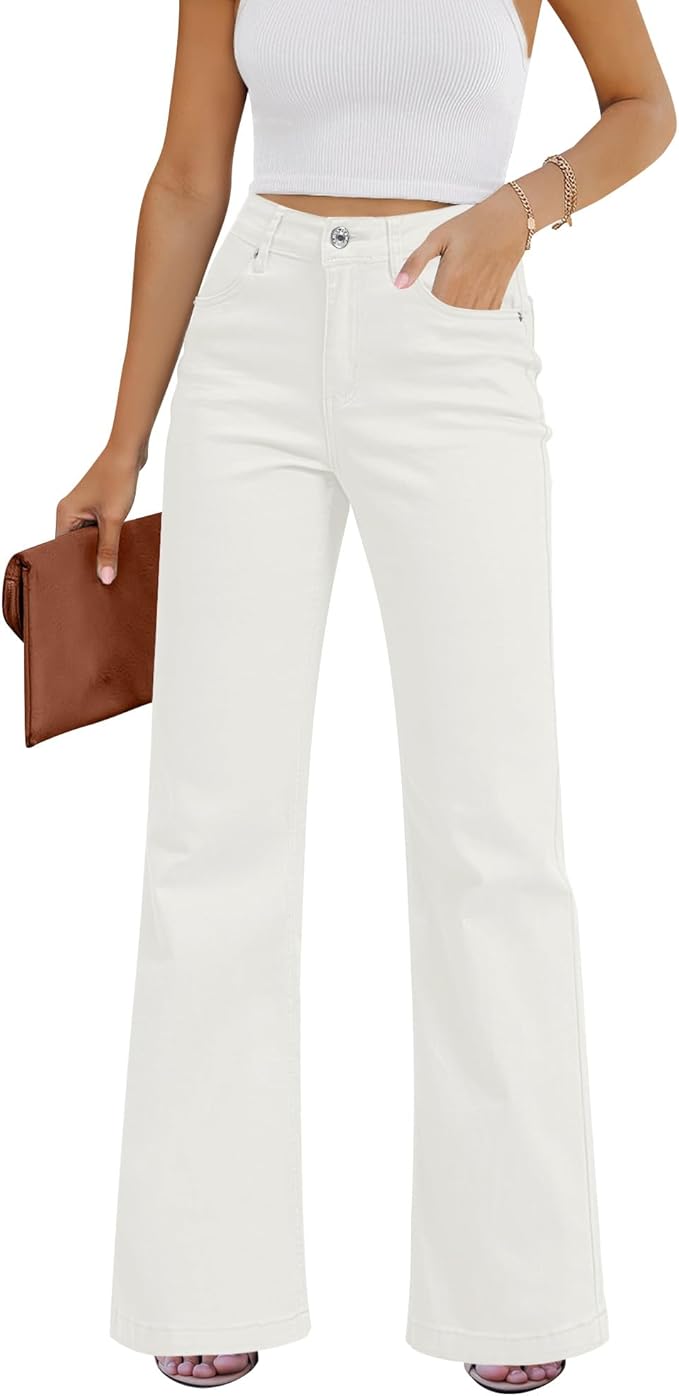 GRAPENT Flare Jeans for Women High Rise Wide Leg Baggy Stretchy Denim Pants