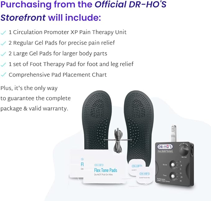 Dr Ho's Circulation Promoter XP Essential Package - EMS and TENS Machine, AMP Pain Relief, TENS Unit Muscle Stimulator for Feet and Leg Pain