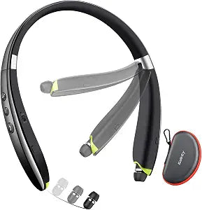 Bluetooth Headset, Neckband Bluetooth Headphones with Retractable Earbuds