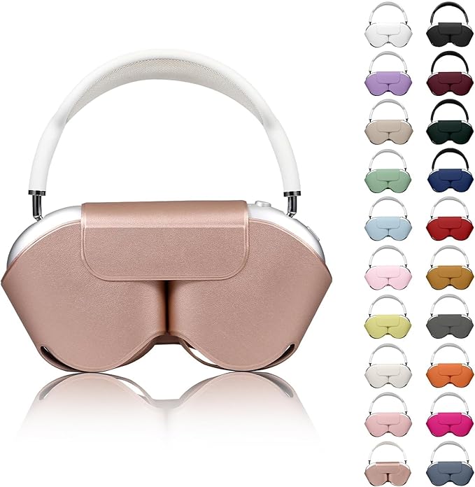 for Apple Airpods Max Case,Headphones Protective Case for AirPod Max Supports Sleep Mode, Anti-Scratch and Anti-Dust,Airpod Pro Max by PU Leather,Rose Gold 2