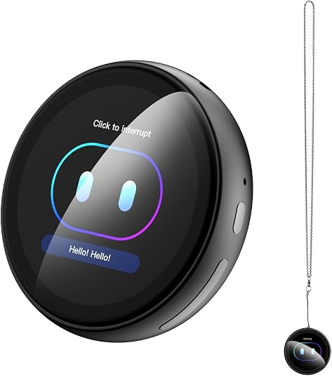 ZNP Digital Badge AI Companion, Wearable Translation Translator with HD Touchscreen, Real-Time Interactive Reactions, Bluetooth 6.0 Portable Pin for Travel Business & Life