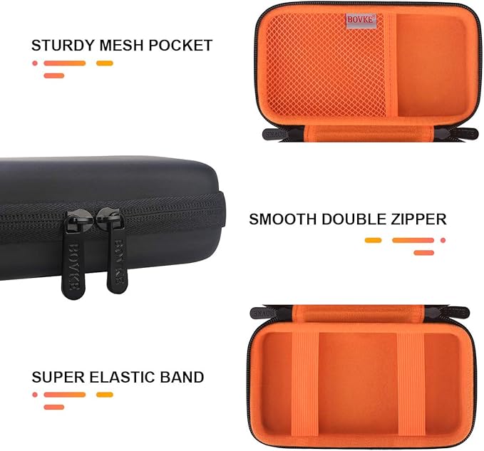 BOVKE Hard Case for Roku Voice Remote Controller, Streaming Stick+ / 4K, TV Steaming Stick 3820R/ 3821R/3941R, Extra Mesh Pocket for Adapters, Cables, Black