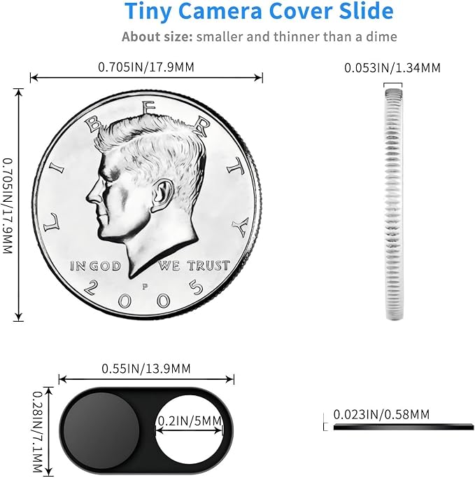 Universal Metal Camera Privacy Slider [3-Pack Black], 0.022-Inch Laptop Camera Cover, Compatible with MacBook Pro/Air, iMac, iPad Tablets, iPhone/Plus, Webcam Blocker, Protects Your Privacy