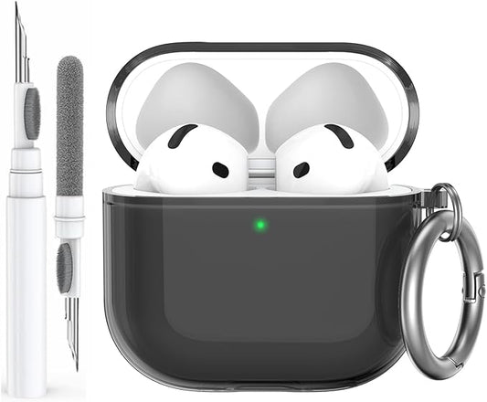 AhaStyle Clear Airpods 4 Case Cover with Cleaning Kit [Anti-Yellowing] Soft TPU Protective Covers Skin Designed for Apple AirPods 4th Generation 2024 Support USB-C Charging Case and Wireless Charging
