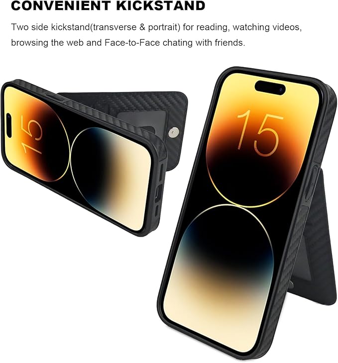 KIHUWEY Compatible with iPhone 15 Case Wallet with Credit Card Holder, Flip Premium Leather Magnetic Clasp Kickstand Heavy Duty Protective Cover for iPhone 15 6.1 Inch (Carbon Black)